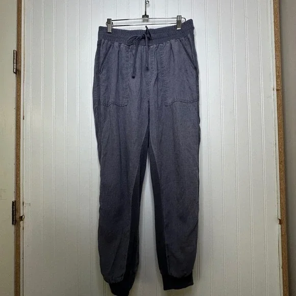 Splendid Women's Jogger Pants Size M Charcoal Linen Blend Drawstring Waist‎ - Picture 2 of 14